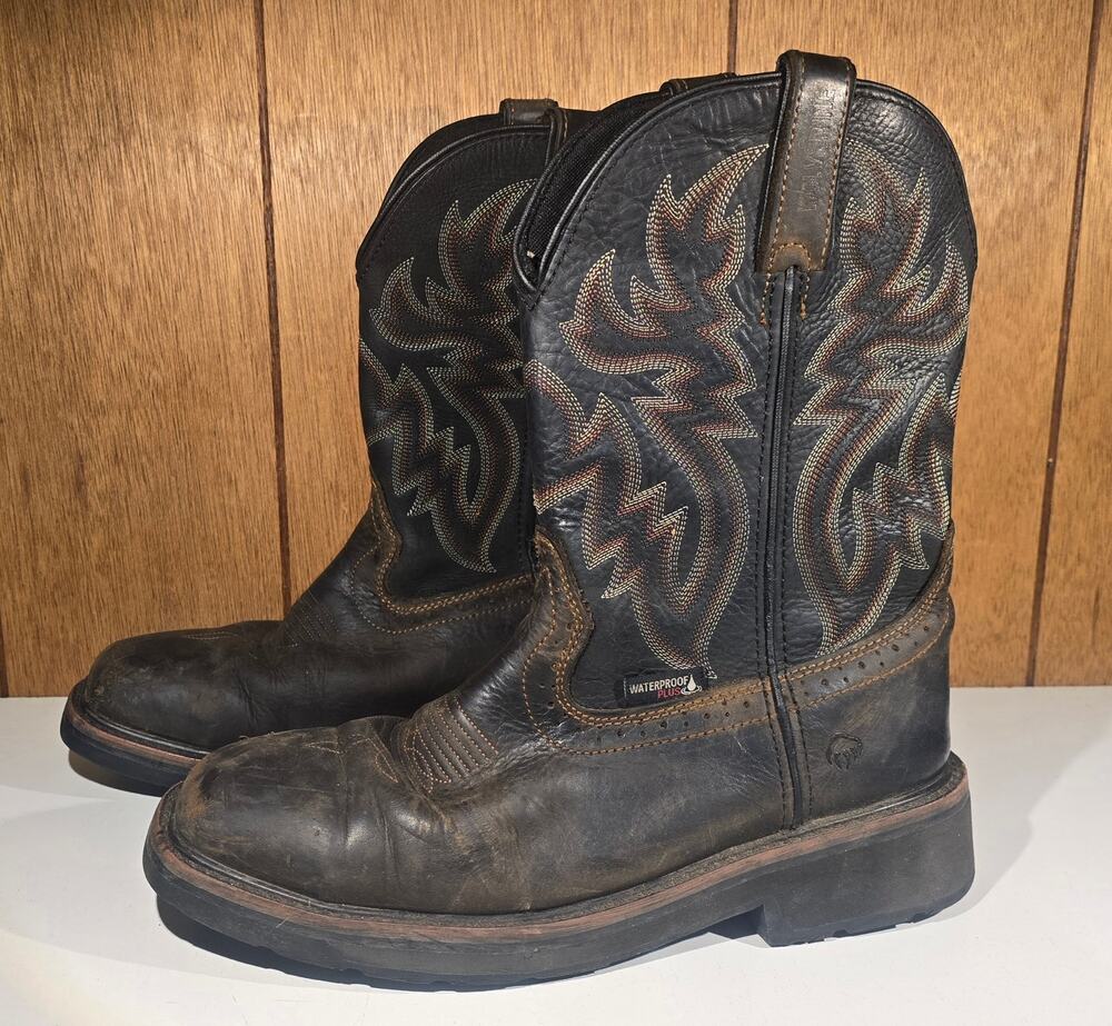 Wolverine Work Boots Men's 8.5M Waterproof Plus Leather Western Brown Black